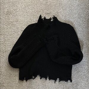 Black Distressed Women's Sweater